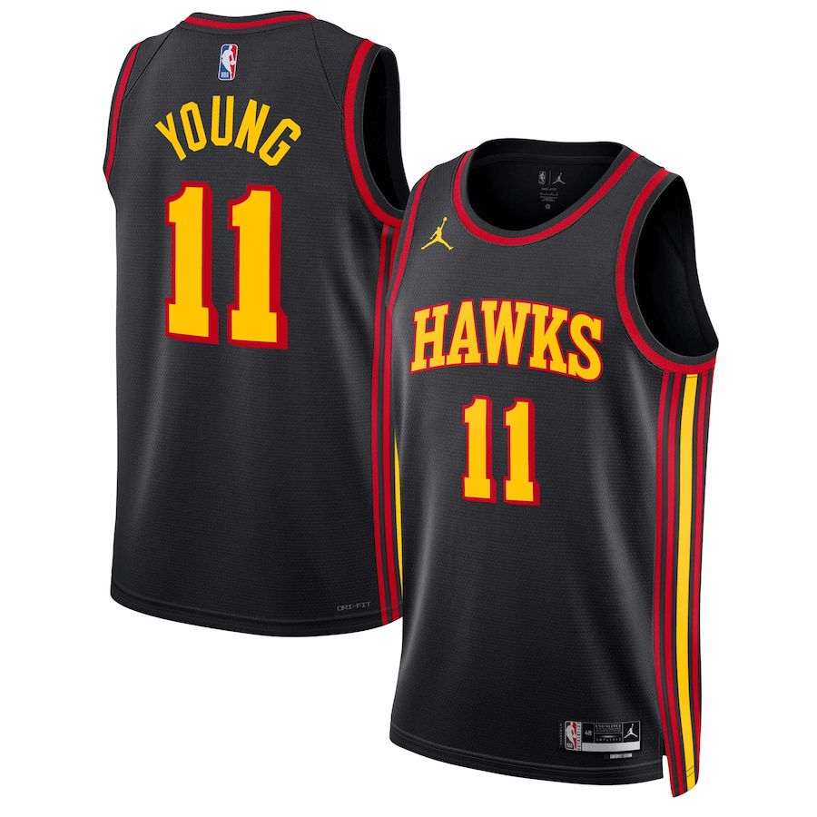 Men Atlanta Hawks #11 Trae Young Jordan Brand Black 2022-23 Statement Edition Swingman NBA Jersey